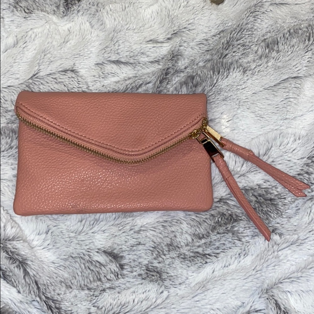 great pink crossbody/clutch - never used!